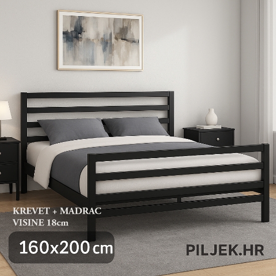Picture of METALNI BRAČNI KREVET BP-MK9 + MADRAC 18cm (160x200cm) 